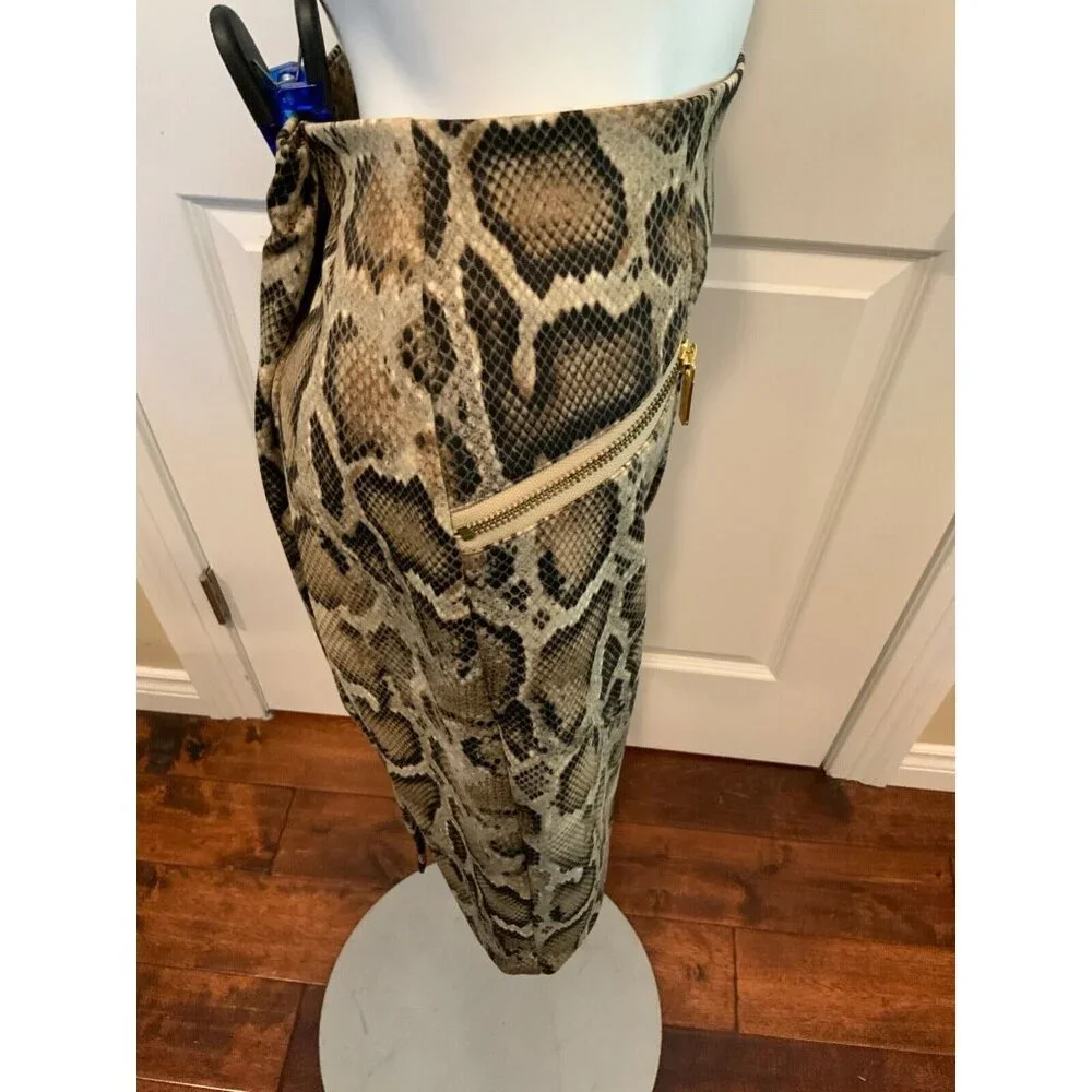 Michael Kors Brown & Black Python Print Pencil Skirt, Size 2 (US), NWT!